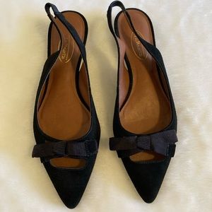 Talbots Black Suede Slingback Shoes, Size 6B